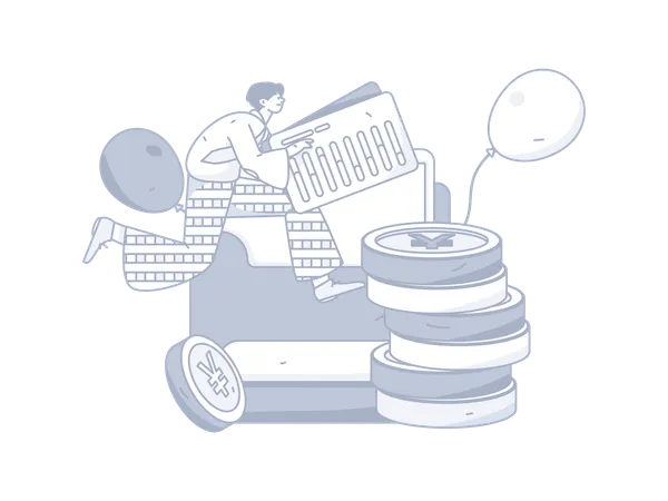 Man managing money  Illustration