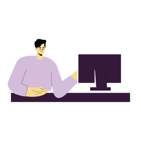 Man managing remote responsibilities  Illustration