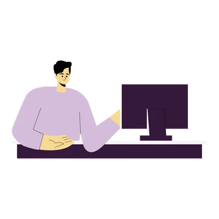 Man managing remote responsibilities  Illustration