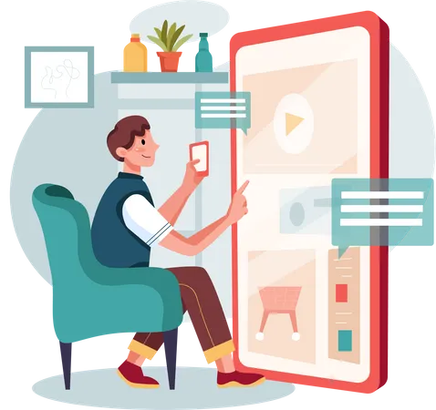Man Managing work from home Illustration