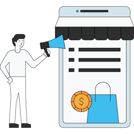 Man marketing about shopping sale  Illustration