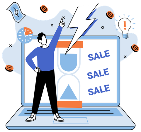 Man marketing discount sale  Illustration