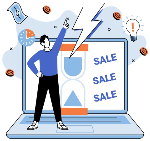 Man marketing discount sale  Illustration