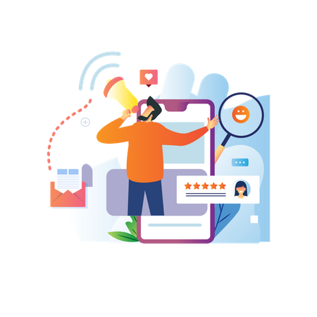 Man marketing on digital platform  Illustration