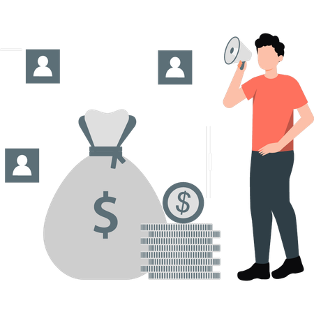 Man marketing on dollar  Illustration