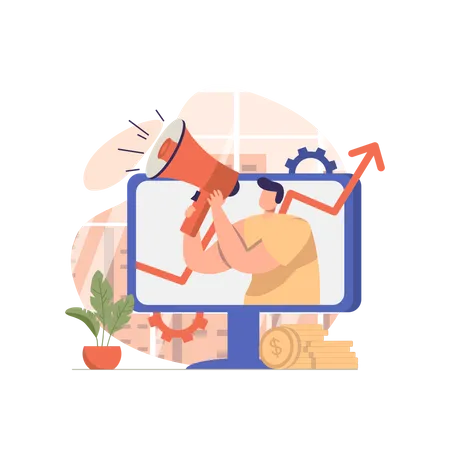 Man marketing on social media  Illustration