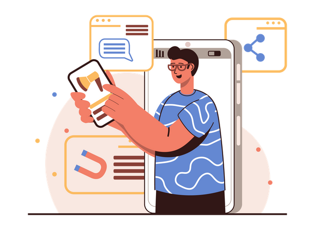Man marketing on social media platform  일러스트레이션