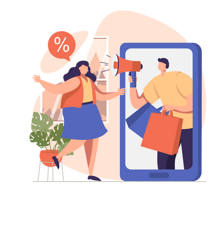 Man marketing online sale  Illustration