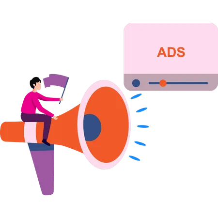 Man marketing through ads  Illustration