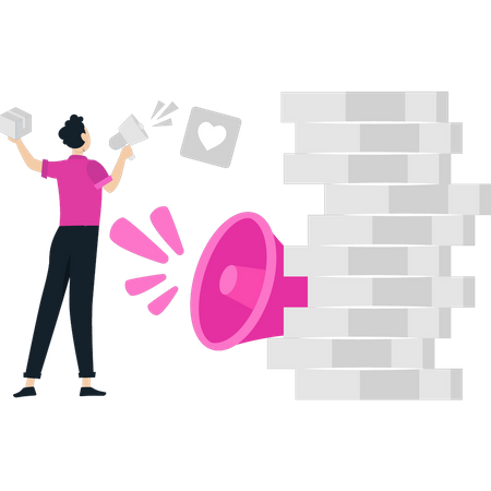 Man marketing through megaphone  Illustration