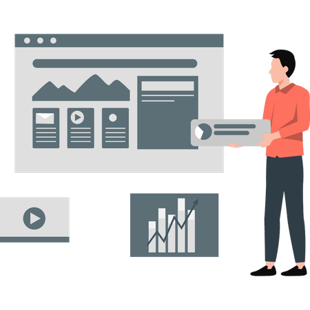 Man marketing through web page  Illustration