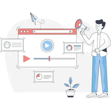 Man Marketing Web Video  Illustration