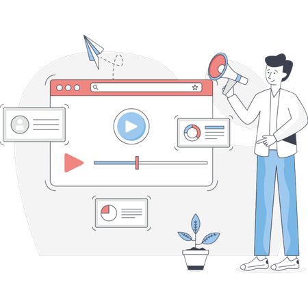 Man Marketing Web Video  Illustration