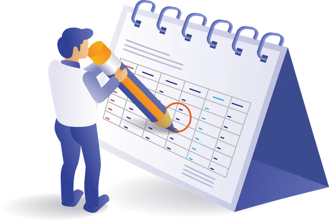 Man Marking Calendar  Illustration