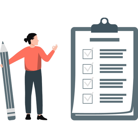 Man marking checklist on clipboard  Illustration