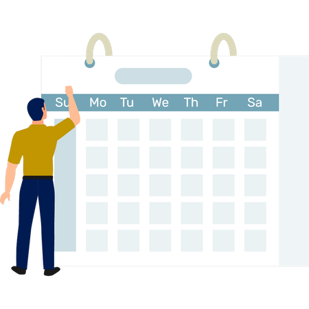 Man marking on the calendar  Illustration