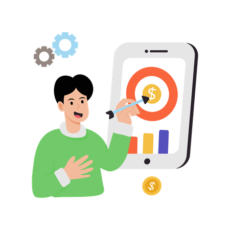 Man marking revenue target  Illustration