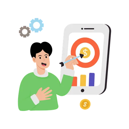 Man marking revenue target  Illustration