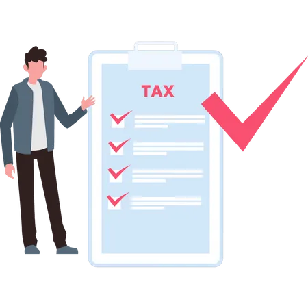 Man marking tax list  Illustration