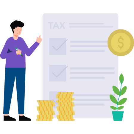 Man marking the tax list  Illustration