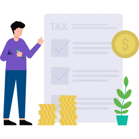 Man marking the tax list  Illustration