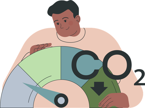 Man measures carbon dioxide level  Illustration