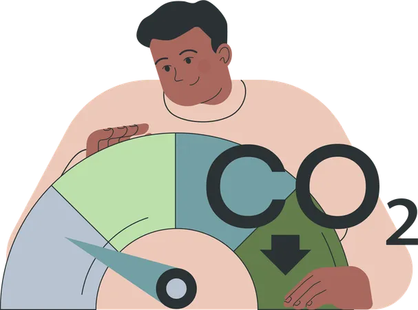 Man measures carbon dioxide level  Illustration