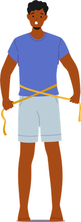 Man Measures His Waist With Tape  イラスト
