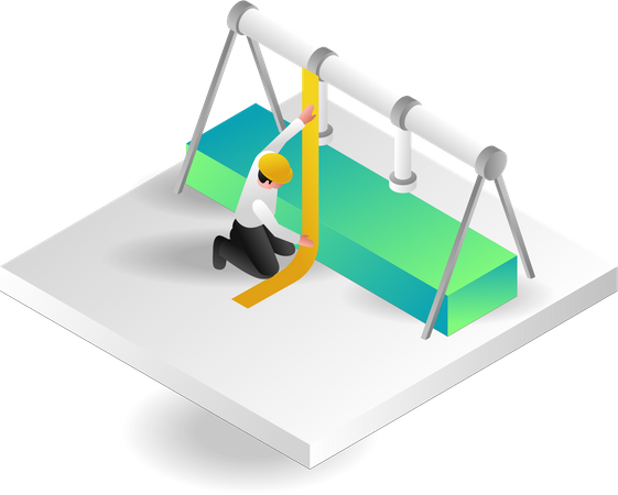 Man measuring height of watering pipe  Illustration