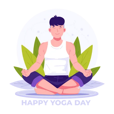 Man meditate while doing yoga  Illustration