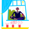 illustrations for man meditating