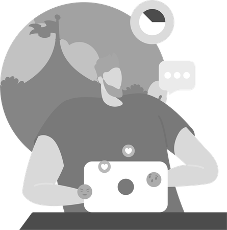 Man Messaging At Social Media  Illustration