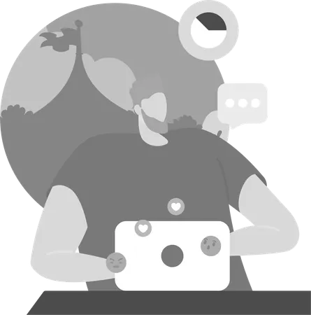 Man Messaging At Social Media  Illustration