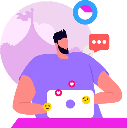 Man Messaging At Social Media  Illustration