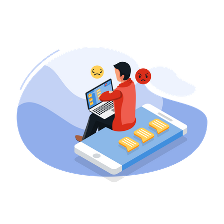 Man messaging via social media app  Illustration