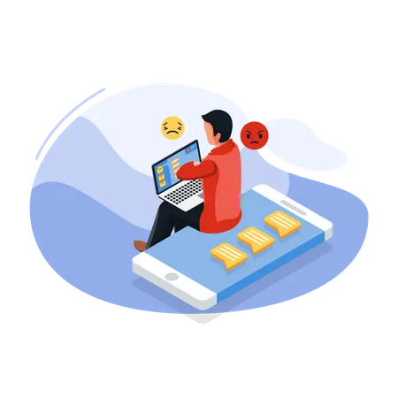 Man messaging via social media app  Illustration