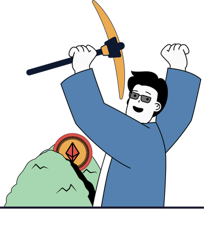 Man mining crypto  Illustration