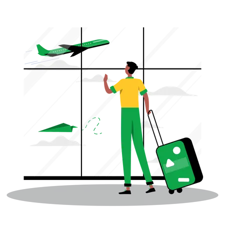 Man missed the flight  Illustration