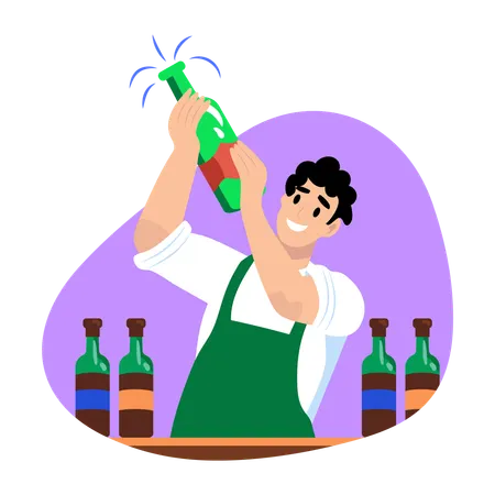 Man mixing Cocktail in bar  Illustration