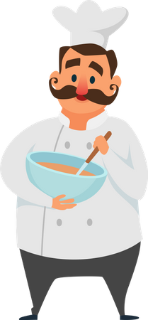 Man Mixing Dough  Illustration