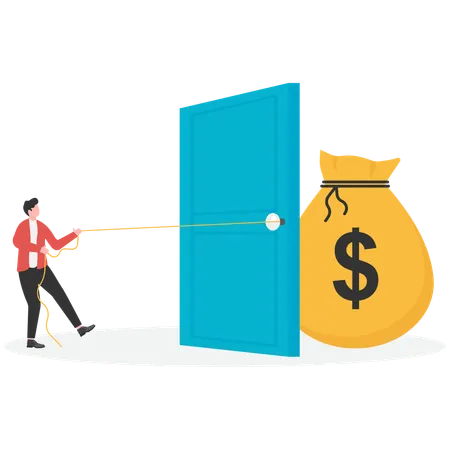 Man money knock on door  Illustration