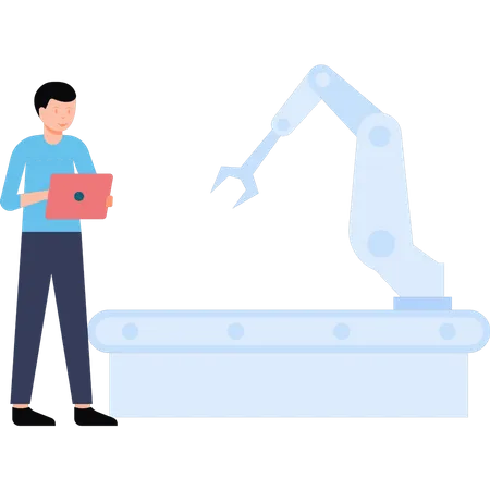 Man monitor factory production unit  Illustration