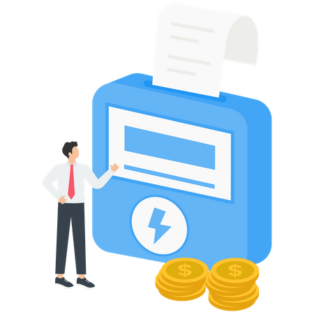 Man monitoring electricity meter  Illustration