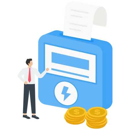 Man monitoring electricity meter  Illustration