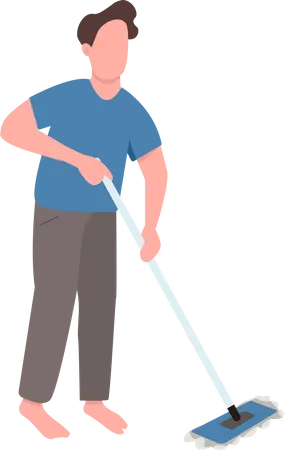 Man mopping floor Illustration