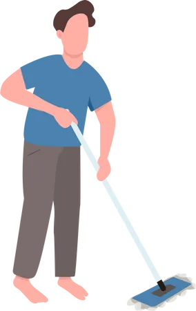 Man mopping floor  Illustration