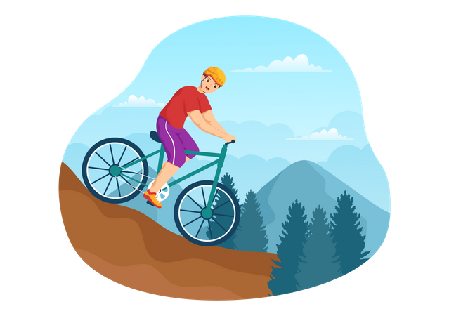 Man Mountain Biking  Illustration