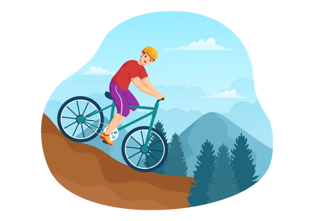 Man Mountain Biking  Illustration