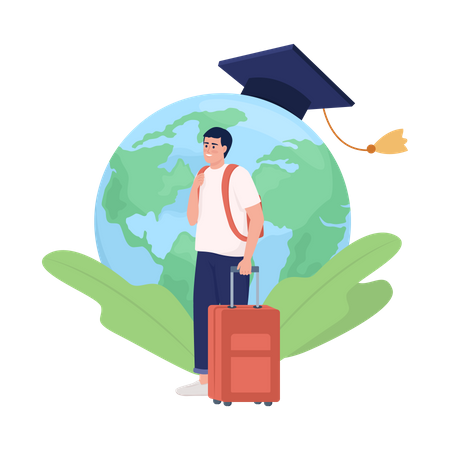 Man move to study  Illustration