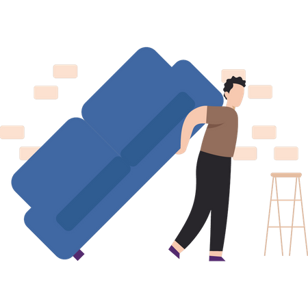 Man moving couch  Illustration
